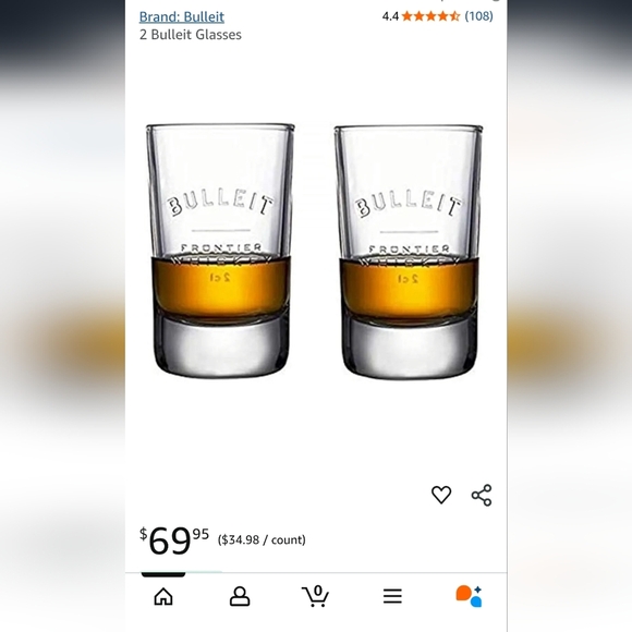 Bulleit Bourbon Frontier Whiskey Embossed Oval Rocks Glasses - Made in Italy - Picture 5 of 5